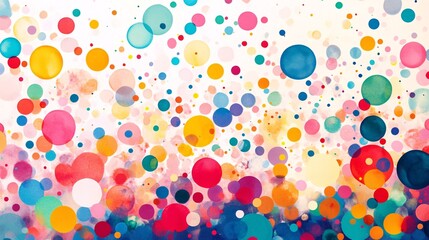 Abstract, colorful dots and circles creating a playful design
