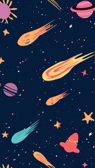 Colorful space-themed seamless pattern