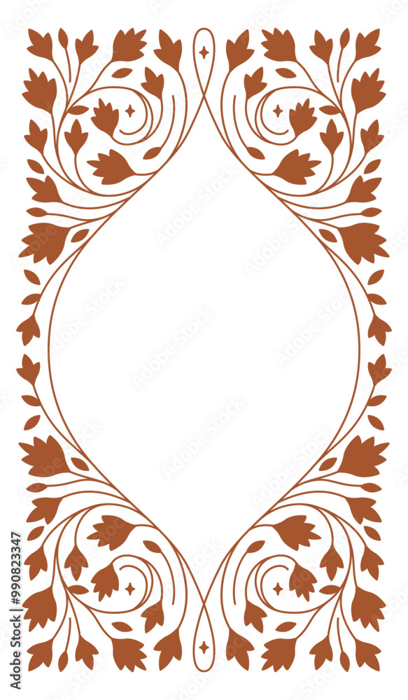 Poster Vector design element and illustration in simple linear style - boho arch logo design element and frame for social media stories and posts, square border with ornament and copy space for text
