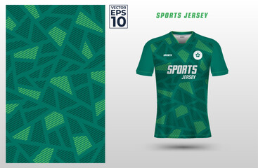 T-shirt sport jersey design template with geometric line stripes background. Sport uniform in front view. Shirt mock up for sport club. Vector Illustration	