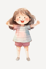 Happy child in watercolor illustration