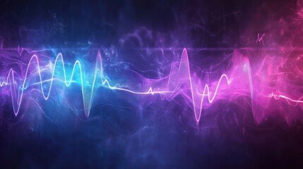 Dynamic Heartbeat line Purple and Blue Glowing Light.