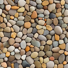 A textured surface of smooth, colorful pebbles varying in size and shape, creating a natural and visually appealing pattern.