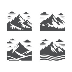 Obraz premium A set of mountains silhouette vector art illustration isolated on a white background