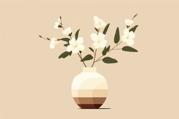 Minimalist floral vase illustration