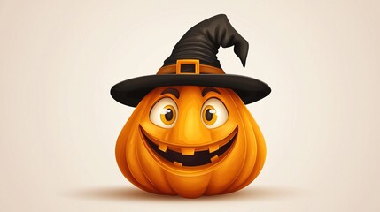 Halloween Pumpkin Jack Lantern wearing witches hat. Generative Ai