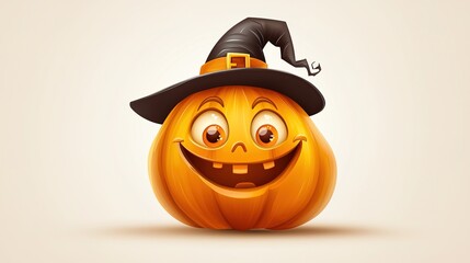 Halloween Pumpkin Jack Lantern wearing witches hat. Generative Ai