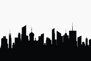 Naklejka premium Modern city skyline silhouette illustration