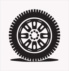 Fototapeta premium car tire vector icons silhouette on a white background