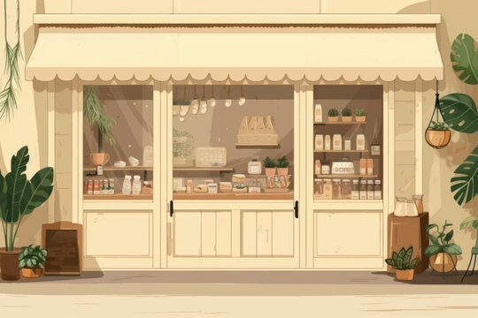 Charming bakery storefront illustration