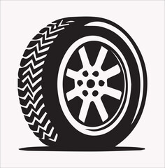 Fototapeta premium car tire vector icons silhouette on a white background