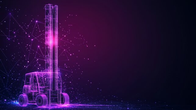 Digital Forklift, Logistics Technology Concept, Industrial and Manufacturing Automation