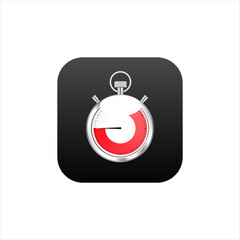 Timer icon for mobile application in black modern style with gradient. New clock logo.