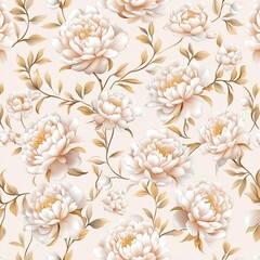 A soft floral pattern featuring delicate peonies in cream and beige shades against a light background, perfect for elegant designs.