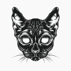 Intricate black cat illustration