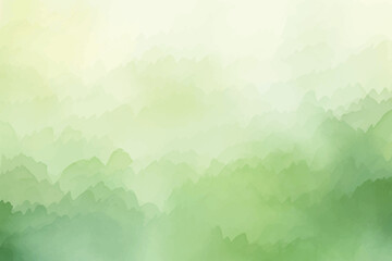 Serene watercolor green forest landscape