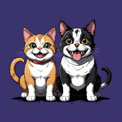 Obraz premium cat and dog cartoon