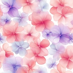 Obraz premium A vibrant pattern of soft, translucent flowers in shades of pink, purple, and white, creating a delicate and dreamy aesthetic.