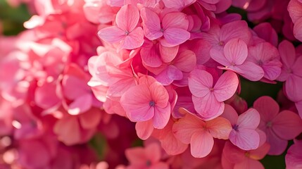 Vibrant Pink Flowers Clustered Together in a Lush Sunlit Garden Capturing the Essence of Nature s Exquisite Beauty and Floral Splendor