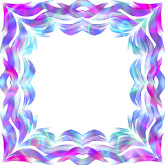 Obraz premium A vibrant neon Christmas frame showcases a beautiful snowflake design, perfect for a holiday background. Ideal for printing on fabric