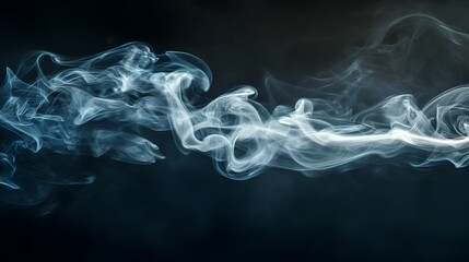 Fototapeta premium This captivating image captures the swirling wispy patterns of cigarette smoke rising against a dark atmospheric backdrop with a soft ambient glow illuminating the scene The result is a haunting