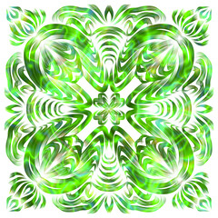 A vibrant Christmas ornament features a stunning snowflake design, set against a festive background. Perfect for fabric and tile printing, it offers diverse manufacturing applications 