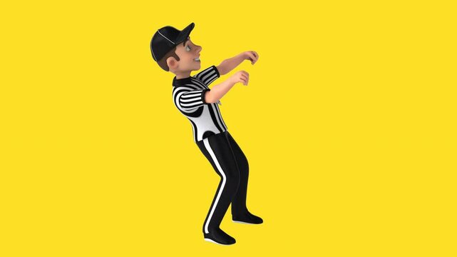 Fun 3D cartoon referee dancing (with alpha channel)