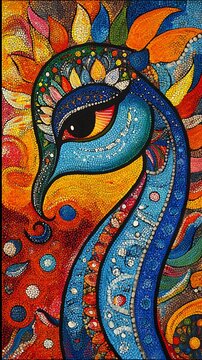 Colorful mandana art with ornate handcrafted patterns and cultural design background