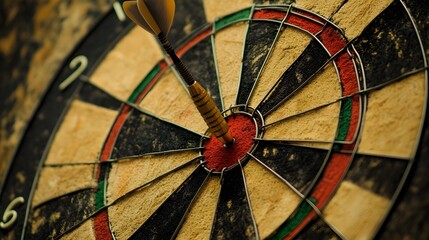 Dart Hitting Bullseye in Dartboard Representing the Pursuit and Accomplishment of Personal Targets and Objectives  Concept of Accuracy Skill and Achieving Success