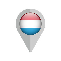 Luxembourg flag pin map icon on white background. Vector illustration.