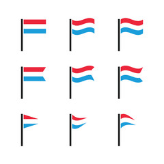 Set of Luxembourg national flag icons on white background. Vector illustration