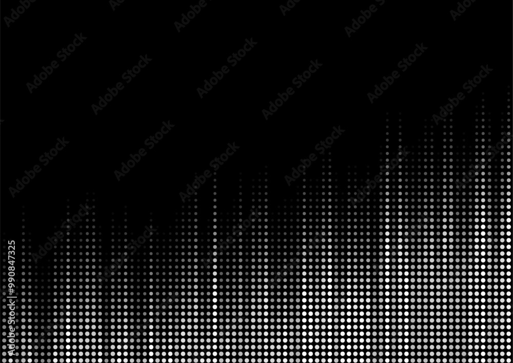 Aufkleber abstract black white growing financial graph chart background. vector dotted lines tech design