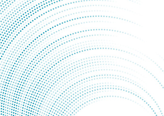 Bright blue minimal circular dotted lines abstract background. Geometric concept vector design