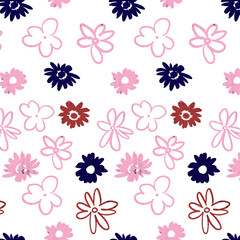 Bold Blooms: Minimalist Floral Pattern in Pastel and Dark Tones, floral design with bold and minimalistic flower shapes,simple color palette of dark blue