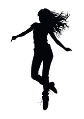 Silhouette dancer jumping in air