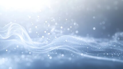 Ethereal mist with glowing particles suspended in a serene tranquil atmosphere floating delicately against a clean and minimalist background  This image creates a calming