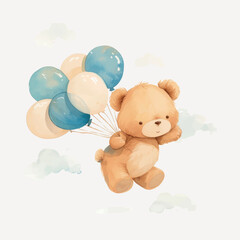 Cute teddy bear with balloons