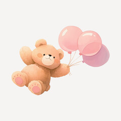 Cute teddy bear with balloons