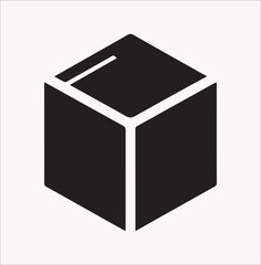 Cube icon Vector silhouette illustration icon on a white background