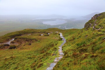 Rainy weather in Connemara National Park, Ireland