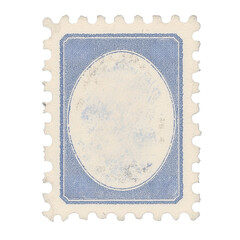 Postage stamp vintage beige and blue vertical blank postage stamp with copy space 