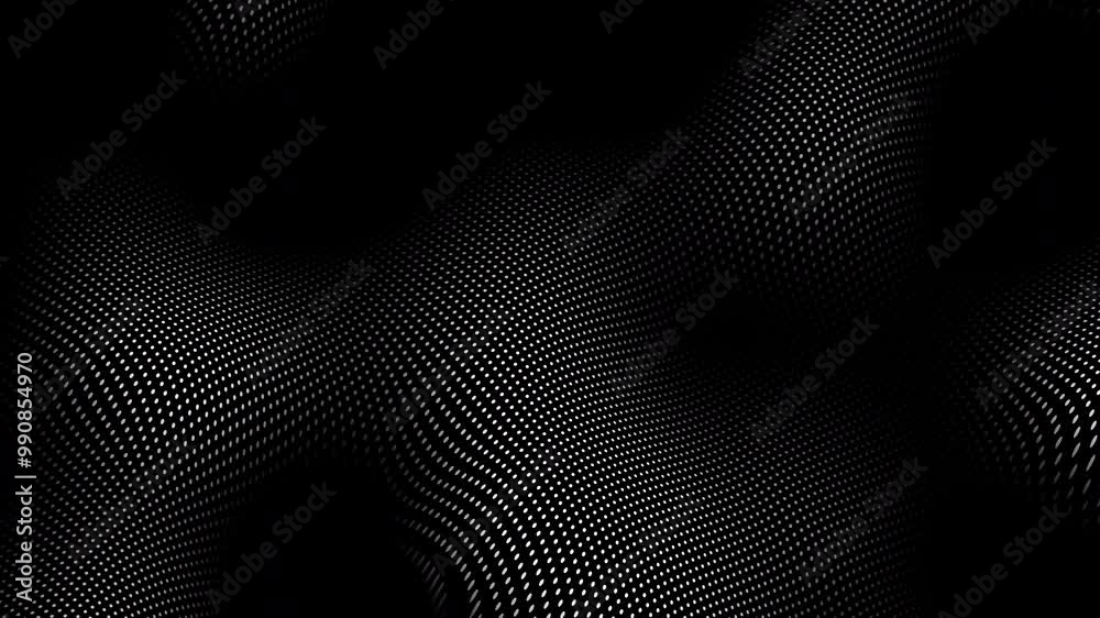 Poster Animated abstract technology black background random dots and grid 4K