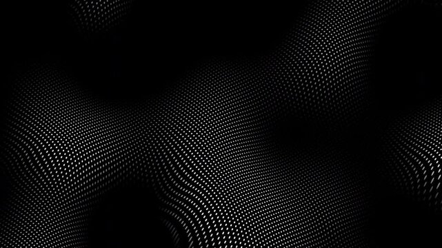 Animated abstract technology black background random dots and grid 4K