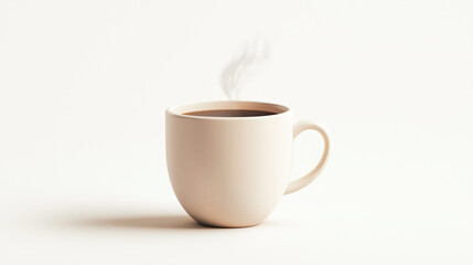 Obraz premium A minimalist white coffee cup with fresh steam on a white background