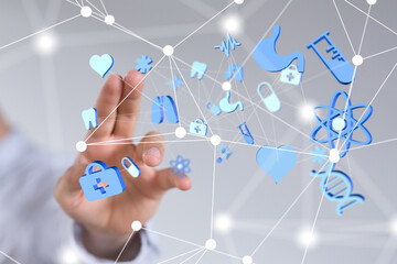 digital medical futuristic interface 3D rendering