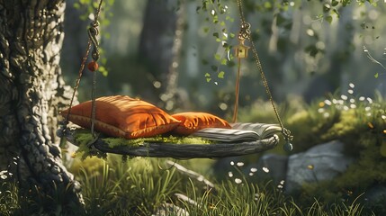 A travel reading with cushion within the swing