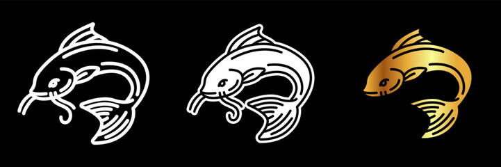 Catfish Icon, A bottom-dwelling fish with whisker-like barbels, found in freshwater and saltwater, prized for its mild, tender meat.