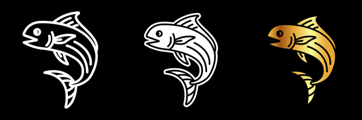 Mahi-mahi Icon, A fast-growing, brightly colored fish found in warm ocean waters, known for its firm, flavorful meat and acrobatic jumps.