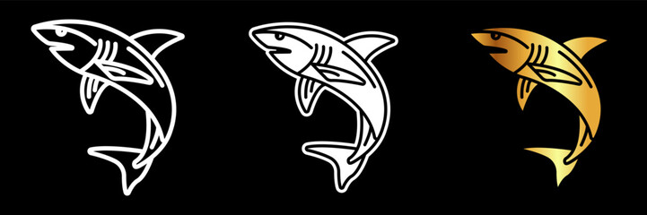 Shark Icon, A powerful, predatory fish with sharp teeth, known for its diverse species and apex predator role in the ocean ecosystem.