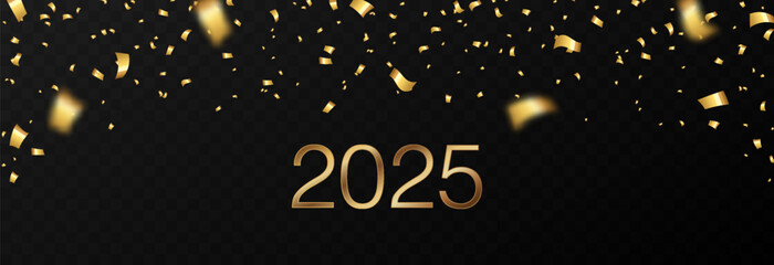 Vector confetti png. Falling golden confetti on an isolated transparent background. Festive or New Year's confetti, tinsel png.